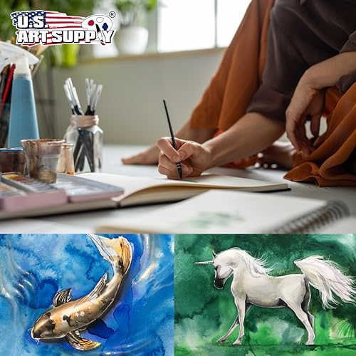 U.S. Art Supply 8.5" x 8.5" Watercolor Book (2 Pack, 76 Sheets Each) - 110lb (230 GSM) Linen-Bound Hardcover Artist Paper Pads - Acid-Free Cold-Pressed Watercolor Paper Pad Mixed Media - size: 8.5-x-8.5-inch