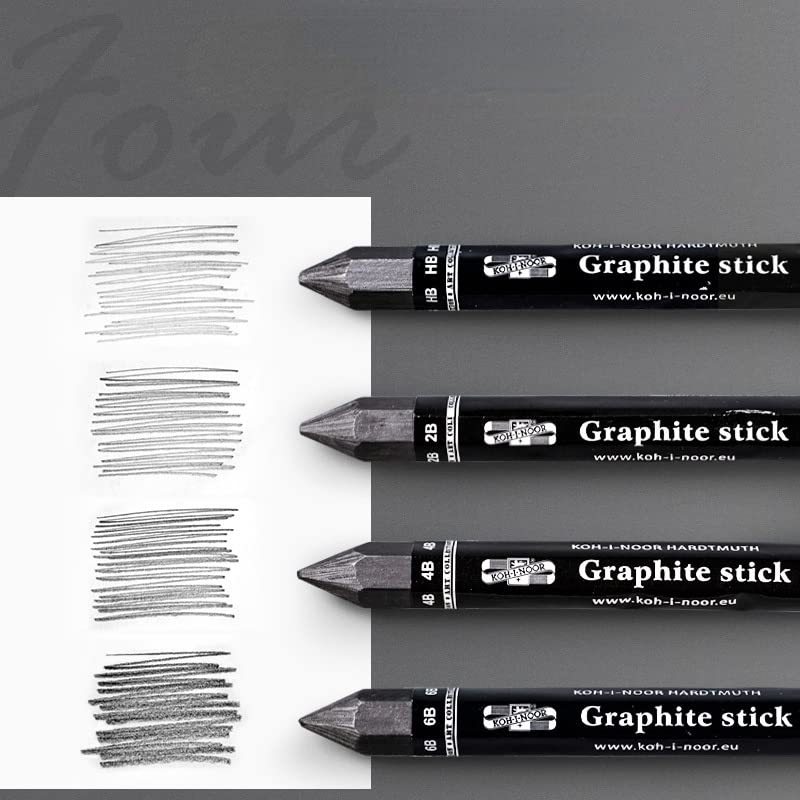 4Pcs Graphite Stick Set HB 2B 4B 6B Woodless Hexagonal Pencil Graphite Crayon for Adults Artist Sketching Drawing Shading Art Supplies