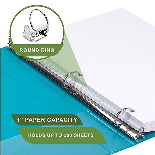 Samsill Plant-Based 1 Inch Durable Round Ring, View Binder, Eco-Friendly, USDA Certified Biobased, 2 Count, Pack of 1, Turquoise - color: Turquoise, size: 1", style: 2 Pack