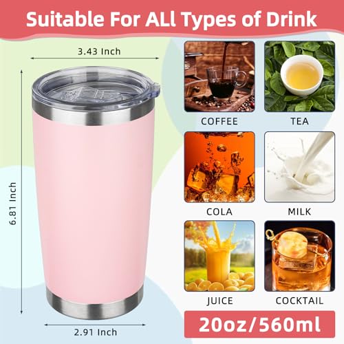 20oz Tumbler with Lid Stainless Steel Insulated Tumblers Travel Coffee Tumbler Bulk Double Wall Vacuum Insulated Water Cup Gifts for Christmas Women Men Her Him Home Office(Pink, 4pack) - color: Pink 4