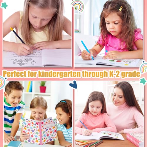 Gueevin 6 Pack Rainbow Primary Composition Notebook with Picture Space Bulk for Grades K-2 110 Page 8.5 X11'' Half Primary Journal K-2 Drawing Story for Back to School First Day of School - style: Rainbow