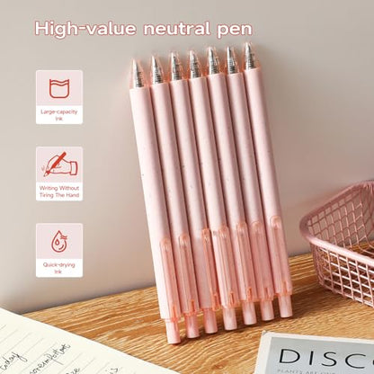 Premium Pink Gel Pens - Smooth Writing, Quick Dry, Set of 6 - Ideal for Journaling, Note-Taking, Art Supplies - color: 6 Pink Black Ink