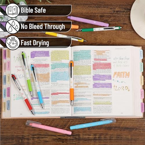 Mr. Pen- Bible Highlighters and Pens No Bleed, 12 Pack | Colorful Ink Pens for Highlighting, Bullet Journaling, Note-Taking, Summarizing, Bible Study, Planning, School and Office Use - color: Vibrant and Pastel
