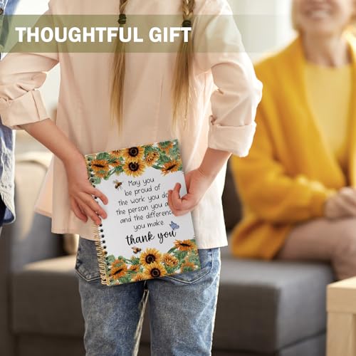 Teacher Appreciation Gifts Sunflower Spiral Notebook Journal, Thank You Sunflower Gifts for Teachers Journal for Notes Planning, Teachers Office Supplies, 5.5 X 8.3 Inch - color: Sunflower Thank you