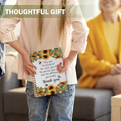 Teacher Appreciation Gifts Sunflower Spiral Notebook Journal, Thank You Sunflower Gifts for Teachers Journal for Notes Planning, Teachers Office Supplies, 5.5 X 8.3 Inch - color: Sunflower Thank you