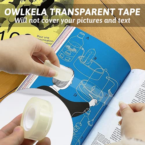 OWLKELA 12 Rolls Transparent Tape Refills, Clear Tape, All-Purpose Transparent Glossy Tape for Office, Home, School | All-Purpose, Transparent Glossy Tape, Ideal for Office, Home and School - size: 12 Pcs
