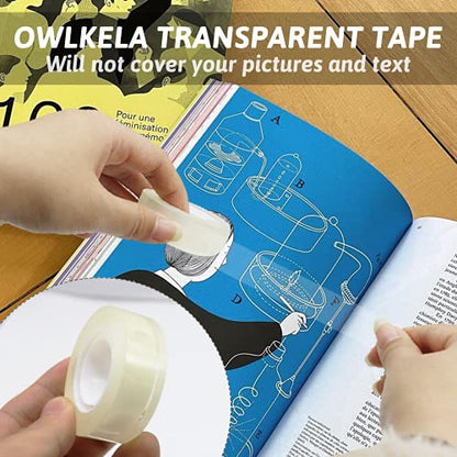 OWLKELA 12 Rolls Transparent Tape Refills, Clear Tape, All-Purpose Transparent Glossy Tape for Office, Home, School | All-Purpose, Transparent Glossy Tape, Ideal for Office, Home and School - size: 12 Pcs