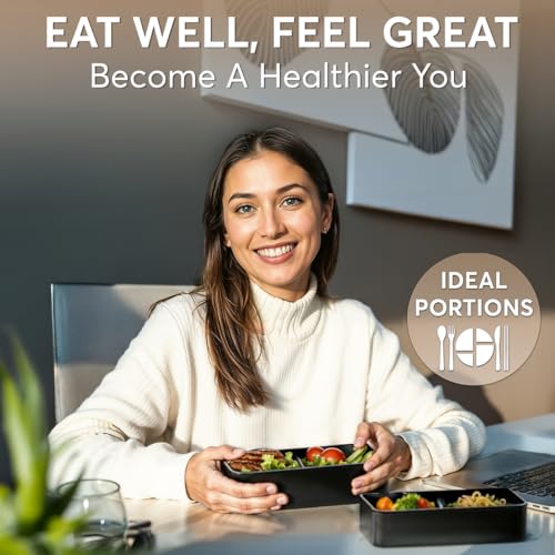 Umami Bento Box Adult All-In-1 w/4 Utensils, 2Sauce Jars, 2 Dividers, 100% Leakproof, Microwave & Dishwasher Safe, Stackable Bento Lunch Box Containers for Men/Women, Matte Black - Miyajima, 40 oz - color: Matte Black - LE Miyajima, size: M - 40 oz