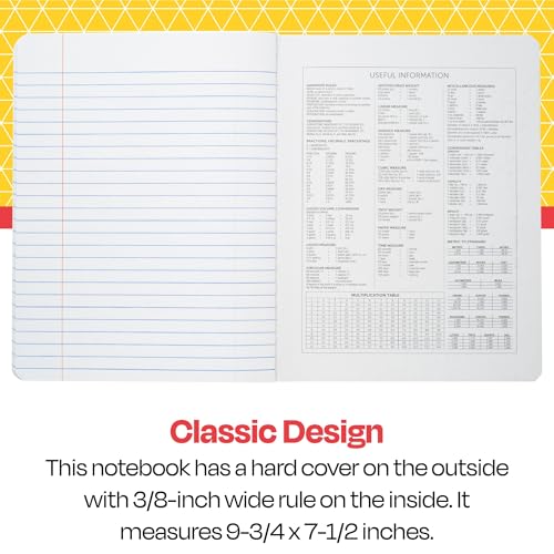 School Smart Hard Cover Ruled Composition Book, 9-3/4 x 7-1/2 Inches, 100 Sheets