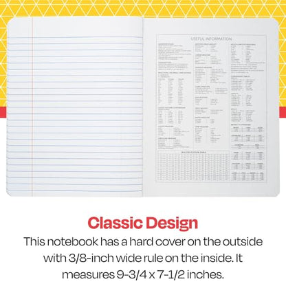 School Smart Hard Cover Ruled Composition Book, 9-3/4 x 7-1/2 Inches, 100 Sheets