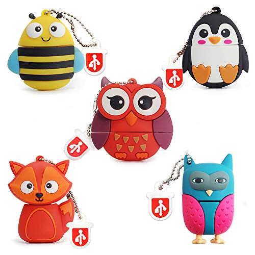 16GB USB Flash Drive Pack of 5 Pcs, BorlterClamp Thumb Drive with Cute Animal Pattern, Gift for Students and Children - color: Cute Animal Pattern 16GB* 5