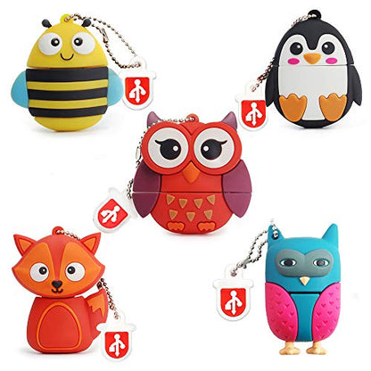 16GB USB Flash Drive Pack of 5 Pcs, BorlterClamp Thumb Drive with Cute Animal Pattern, Gift for Students and Children - color: Cute Animal Pattern 16GB* 5