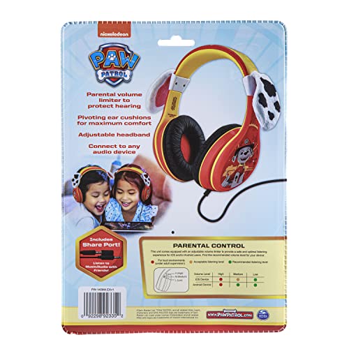eKids Paw Patrol Marshall Kids Headphones, Wired Headphones Compatiable with 3.5mm Jack, Children's Earphones for School, Home, or Travel - color: Marshall Headphones