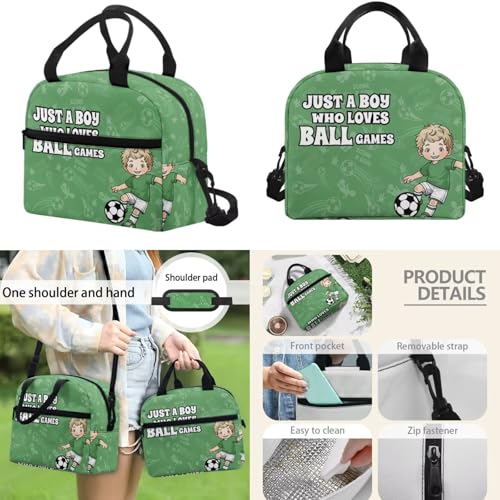 Boys 17 Inch Backpack with Insulated Lunch Box, Pencil Case & Water Bottle Holder - 4PCS Cartoon Soccer Player Backpack Set for Elementary Kids, Reduce Shoulder Pressure for Child - color: Cartoon Soccer Player