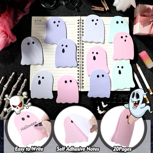 Zhanmai 1200 Pcs Halloween Ghost Sticky Notes Self-Adhesive Halloween Cute Note Pads Removable Ghost Memo Notes for School Office Home Students Teachers Present - style: Halloween