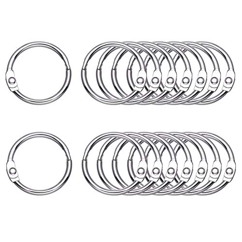 Antner 100Pcs 1 Inch Loose Leaf Binder Rings Nickel Plated Metal Office Book Rings Clips Keychain Keyrings for Index Cards, Flashcards, Notebooks, Photos, Scrapbooks, Home Office Supplies, Silver - size: 1 Inch-100 Pieces
