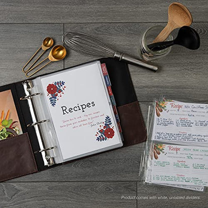 Samsill Junior 8 Tab Recipe Dividers, Recipe Sleeves, Sheet Protector Dividers with Tab Inserts, Clear, Super Heavyweight, Top Loading, 3 Hold Punched, Fits 8x9 Inch Mini Recipe Binders, Archival Safe - size: 1 Pack, style: Tabbed (Mini)