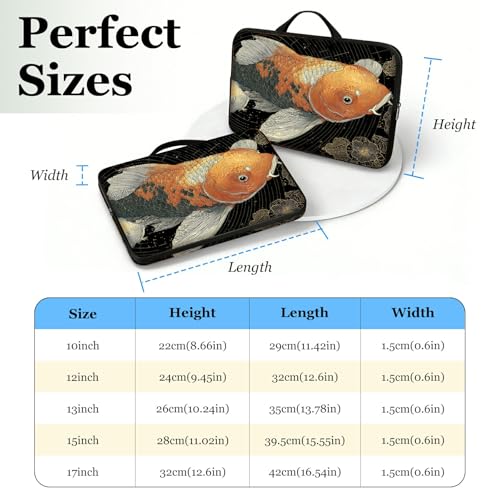 10" Laptop Sleeve with Handle, Artistic Koi Water‑Resistant Tabet Carrying Case for 11 inch iPad 2025/11" iPad Air M3/ 11" iPad Pro M5 M4/ 11" Galaxy Tab S9 S8 / Lenovo Tab M11 - color: Artistic Koi, size: 10-11 inch Devices