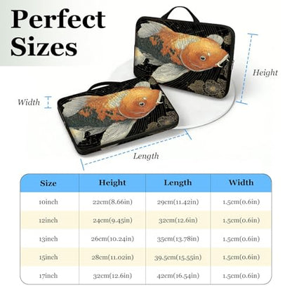 11.6 12 12.2 12.3 inch Laptop Sleeve with Handle, Artistic Koi Water‑Resistant Tabet Carrying Case for MacBook Air 12/Chromebook/HP/Dell/Lenovo/Asus/Acer - color: Artistic Koi, size: 11-12.3 inch Devices