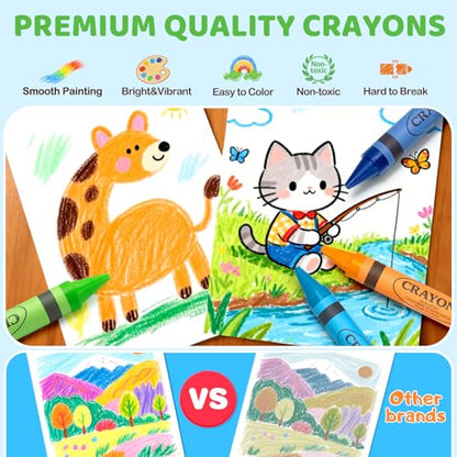 200 Count Jumbo Crayons Bulk Set, 8 Colors Washable Silky Crayons, Non-Toxic School Supplies & Art Supplies for Preschool Kindergarten Classrooms, Easter Basket Stuffers Party Favors Gifts for Kids 3+