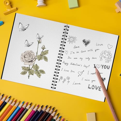 Bullet Dotted Spiral Notebook 8.5" x 11" A4 Large Dot Grid Journal, 100 GSM Thick Dot Paper,160 Pages Journaling Notebooks for Writing Drawing Women Men Work School Supplies - style: Dotted