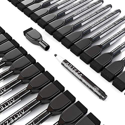 ARTEZA Black Dry Erase Markers with Erasers – Pack of 36 Magnetic Fine Tip Whiteboard Pens with Low-Odor Ink for Office & Home Use - size: 1 Count (Pack of 36)