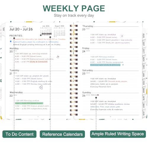 Planner 2026-2027, Weekly and Monthly Academic Year Calendar Planner, July 2026 - June 2027, Daily Agenda Book for Office School Supplies, A5(6.3'' x 8.5'') - color: 2607-White Daisy, size: 6.3"x8.5"(Jul 2026-Jun 2027)