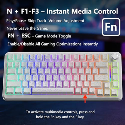 CORE V1 RGB Mechanical Keyboard, 82 Keys Tri-Mode Wireless - color: Contour White