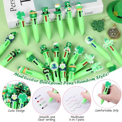 DIYASY 30 Pcs St. Patrick's Day Mini Multicolor Ballpoint Pens, St. Patrick's 4-in-1 Multicolored Retractable Pen Bulk Cute Pens Supplies - style: St. Patrick's 1