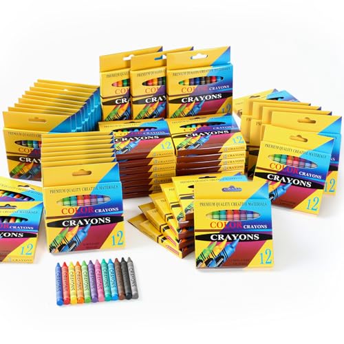 Fullhawl 48 Boxes of 12 Colored Crayons Bulk Summer Gift Crayons Bulk Individual Pack School Supplies Wholesale Bright Wax Colored for Classroom Award Party Favor Birthday Gift