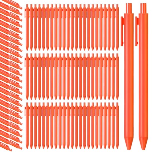Fulmoon 50 Pcs Ballpoint Pens Bulk Retractable Comfortable Writing Pens Cute Christmas Supplies in Medium Point 1.0 mm for Teacher Office Home Baby Shower (Orange,Black Ink) - color: Orange, size: 1 Count (Pack of 50)