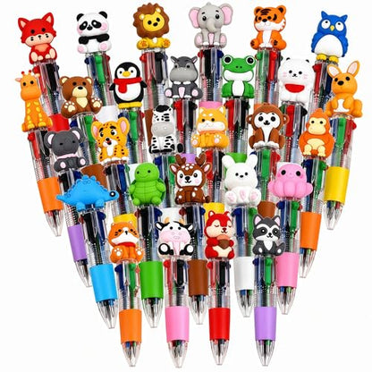 Oneshow 28 Pack Mini Animal Pens, Cute 4-in-1 Multicolor Ballpoint Pens | 3D Forest Animal Pens for Classroom Prizes, Teacher Reward Pens, Party Favors, Birthday Gifts & Back to School Supplies - style: Animal-28PCS