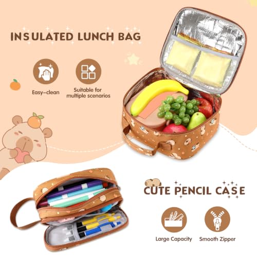 Rolling Backpack for Girls Boys, 3PCS Roller School Backpacks for Girls with Lunch Bag and Pencil Pouch, Kids Bookbag School Bag with Wheels for Kindergarten Elementary Middle School Travel - color: Brown