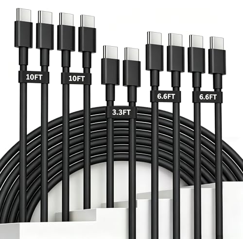 USB C to USB C Cable 5-Pack, Type C Cord | for iPad, iPhone 17 16 15 Pro Max, Galaxy S25/S24 USBC to USBC Cable[10/10/6.6/6.6/3.3FT] - color: Black