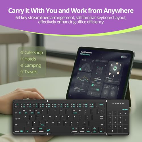 Nillkin Pocket Foldable Keyboard with Touchpad & Wireless Bluetooth, Portable Travel Keyboard for Home or Mobile Office Replaces Keypads and Mouse Combo, Compatible with iPad, Laptop, Tablet - Black - color: Black
