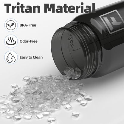 Fanhaw 32 oz Clear Water Bottle with Straw Lid - Tritan, BPA-Free, Lightweight, Wide Mouth, Leak-Proof, Perfect for Gym, Travel, School, Office, and Sports(Black) - color: Black