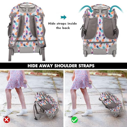 Tilami Rolling Backpack for Kids 18 inch Boys and Girls Laptop Backpack,Pine apples - color: Pine Apples