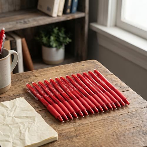 Volcanics Erasable Gel Pens Red Ink, 12 Pack Retractable Clicker Gel Ink Pen, 0.7mm,Fine Point Smooth Writing for Office Work Journaling - color: Red