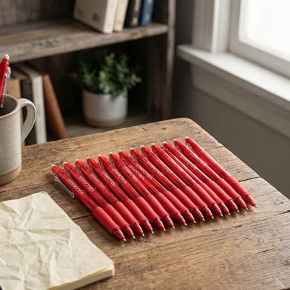 Volcanics Erasable Gel Pens Red Ink, 12 Pack Retractable Clicker Gel Ink Pen, 0.7mm,Fine Point Smooth Writing for Office Work Journaling - color: Red