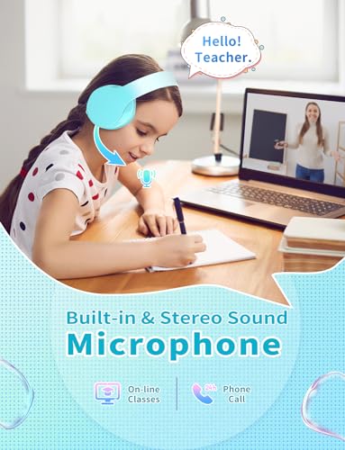 Bluetooth Kids Headphones,Wireless Kids Headphones Over Ear with Microphones,Stereo Sound ,10H Playtime, Foldable&Adjustable Children Headphone,Bluetooth Headset for Adults,School (Green) - color: Green