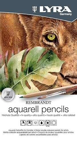 Lyra Rembrandt Aquarell Watercolor Pencils - 12 Vibrant Professional Watercolor Pencils for Artists and Students of All Ages - Water Color Pencils for Painting Drawing and Watercolor Effects - style: Set of 12