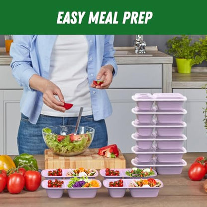 Dealusy 50 Pack (100-Piece) 28 oz Meal Prep Containers Reusable with Lids 2-Compartment, Sturdy Leakproof Food Safe, Microwave Freezer Dishwasher Safe, To Go Take Out Plastic Food Storage, Lilac - color: Lilac