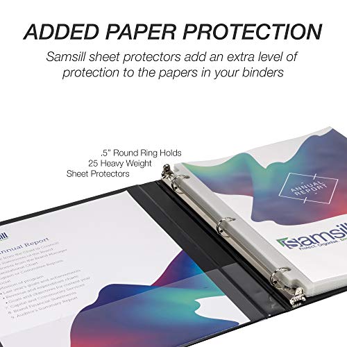 Samsill Durable .5 Inch Binder, Made in the USA, Round Ring Customizable Clear View Binder, Black, 4 Pack (MP48410) - color: Black, size: 0.5-Inch