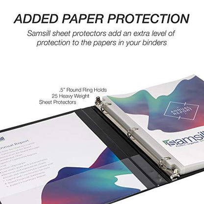 Samsill Durable .5 Inch Binder, Made in the USA, Round Ring Customizable Clear View Binder, Black, 4 Pack (MP48410) - color: Black, size: 0.5-Inch