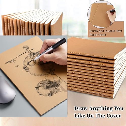 48 Pack A5 Lines Notebook Bulk Kraft Cover College Ruled, Lined Paper Travel Journals Composition Diary Subject Notebooks Planner, 60 Pages, 8.3”x 5.5” - style: 48pack Lined page