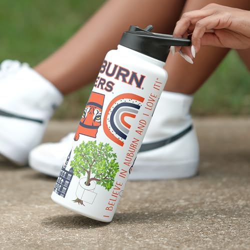 Logo Brands NCAA Native 34 oz Quencher Water Bottle - | Local Icons Design | Double-Wall Insulated| Leak-Proof Lid & Built-In Straw
