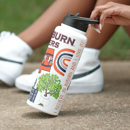 Logo Brands NCAA Native 34 oz Quencher Water Bottle - | Local Icons Design | Double-Wall Insulated| Leak-Proof Lid & Built-In Straw