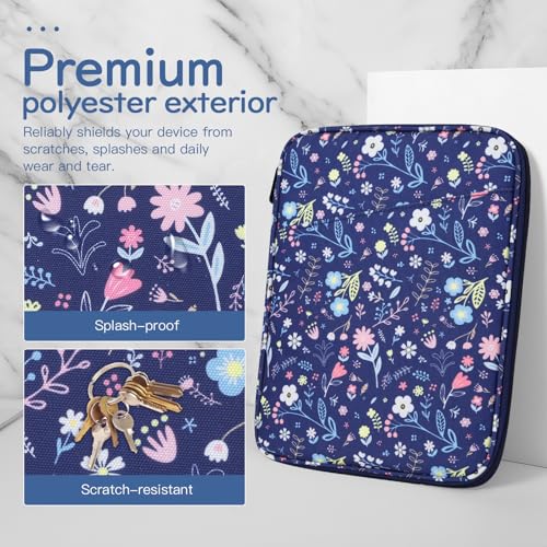 Dadanism 9-11 Inch Tablet Sleeve Bag Carrying Case, Flower+Blue | Fits iPad (A16) 11th Gen 11", iPad 10th Gen 10.9" Air 5/4, iPad Air M4/Pro 11", iPad 9/8/7th 10.2", Galaxy Tab A11+ Plus 11" - color: Flower+Blue, size: 9-11 inch