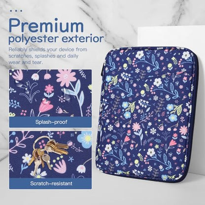 Dadanism 9-11 Inch Tablet Sleeve Bag Carrying Case, Flower+Blue | Fits iPad (A16) 11th Gen 11", iPad 10th Gen 10.9" Air 5/4, iPad Air M4/Pro 11", iPad 9/8/7th 10.2", Galaxy Tab A11+ Plus 11" - color: Flower+Blue, size: 9-11 inch