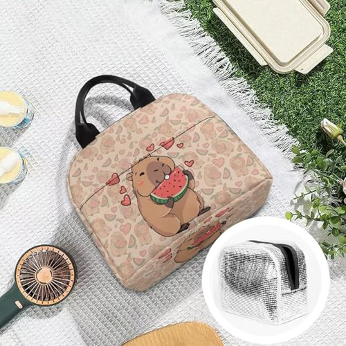 Cute Capybara Lunch Box Kids Multifunctional Insulated Lunch Bag Lightweight Thermal Picnic Cool Bags for School Picnic Travel Hiking Camping - color: Cute Capybara Watermelon